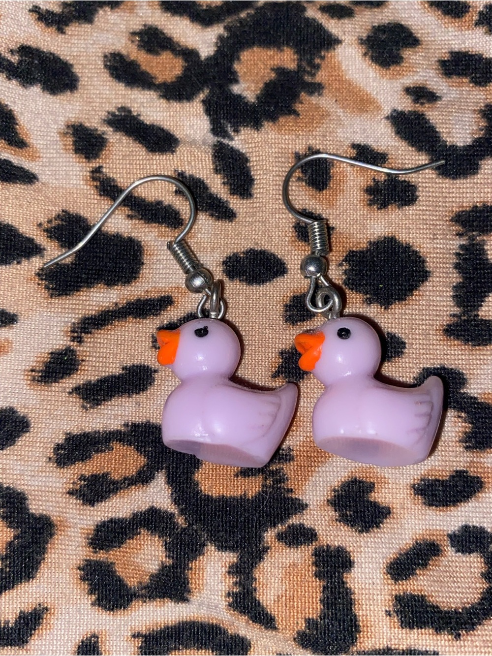 Purple rubber duck earrings